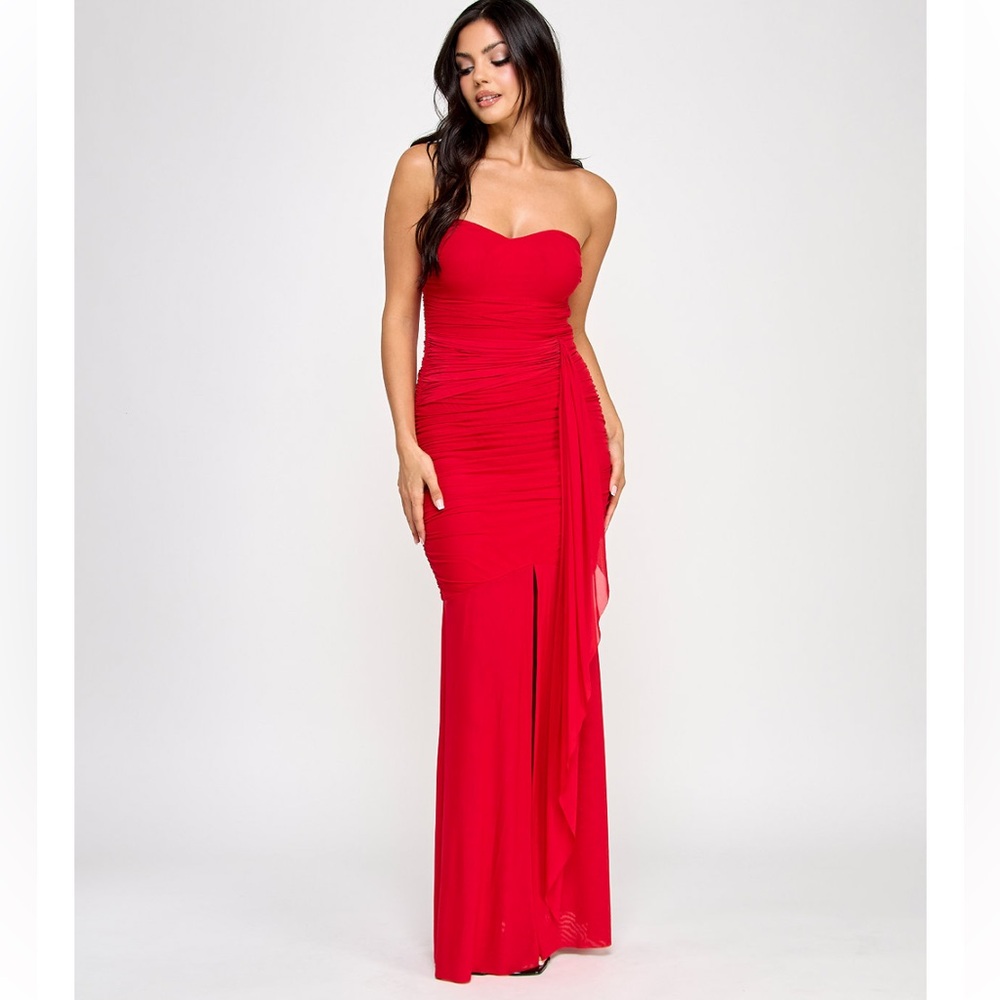 Mesh Sweetheart Strapless Dress